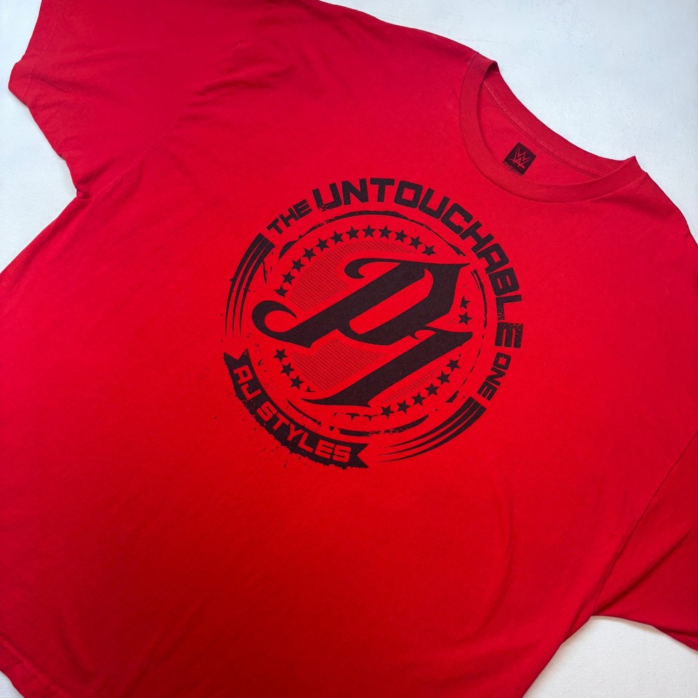 WWE AJ‎ Styles The Untouchable One Red 4X T Shirt Authentic Wrestling Merch